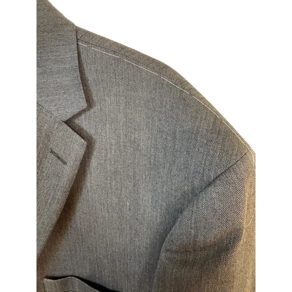 NWT‎ Jos A Bank Grey Herringbone Blazer Wool Superfine 50r Office Formal Wedding